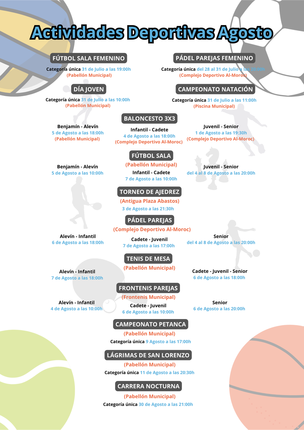 Programación Deportiva de Agosto 2025